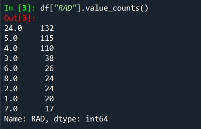  df["RAD"].value_counts()