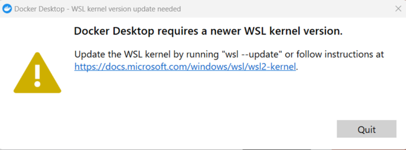 Docker Desktop requires a newer WSL kernel version.
